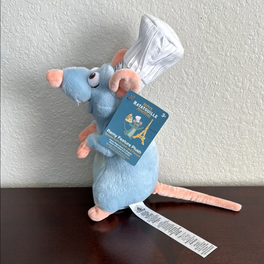 Disney Light Blue and Peach Ratatouille Plush Remy speaks English and French - Picture 3 of 8